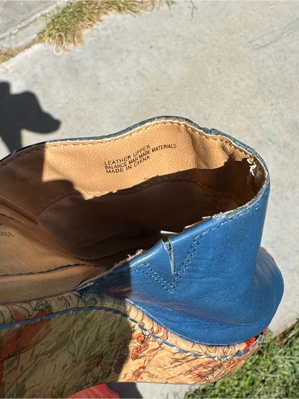 b.o.c Women's Blue Wedge Mules Slip-On Sandals Size 9